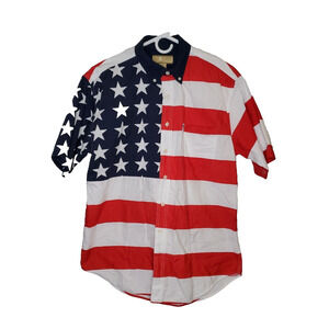 Vintage Sun River Shirt Mens Stars And Stripes American Flag Patriotic Size M